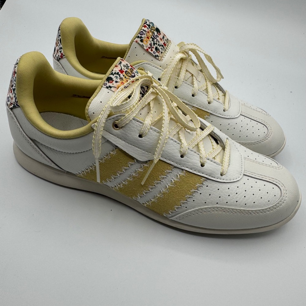 Rare Adidas Barreda Lo Yellow Floral Leather Sneaker women 8.5